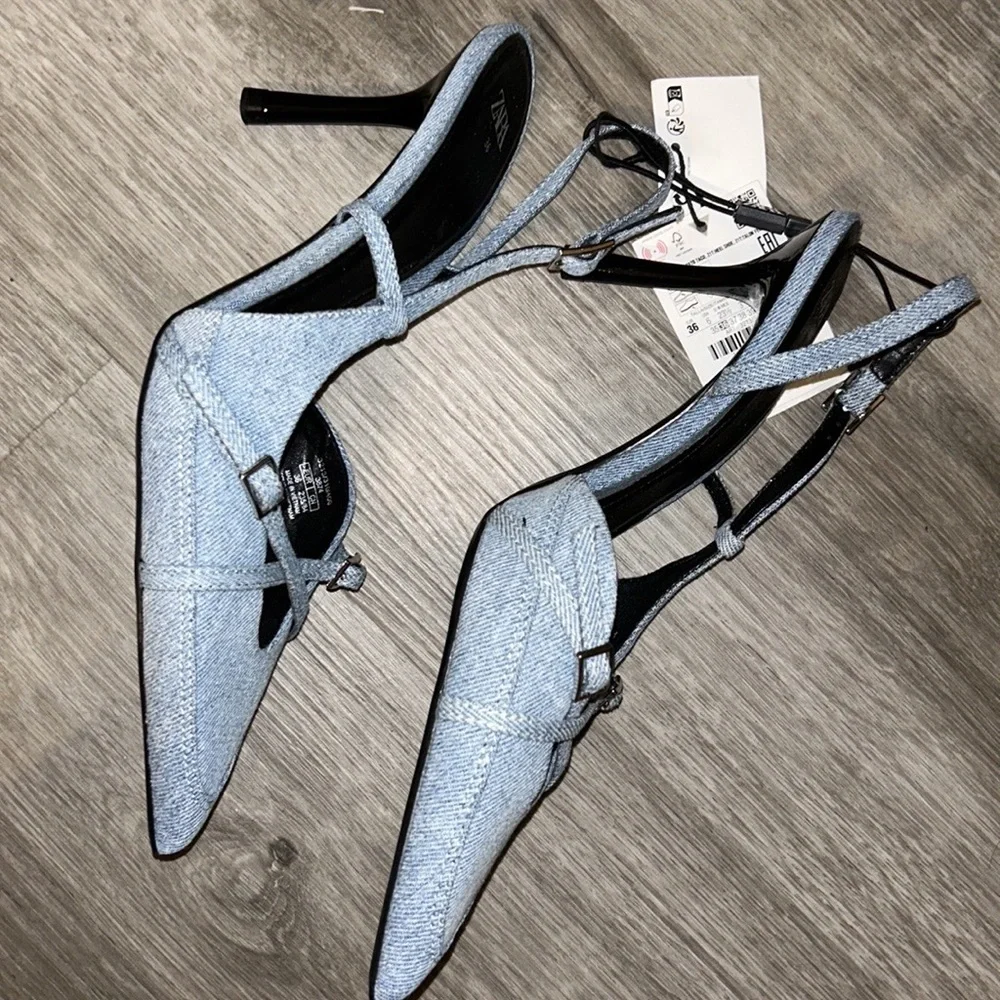 Zara denim heels
